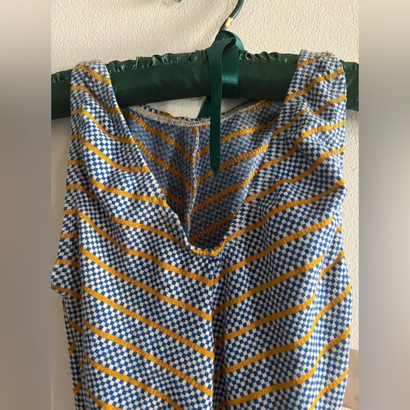 Vintage bodysuit with blue gingham pattern and funky yellow stripes - Picture 3 of 3